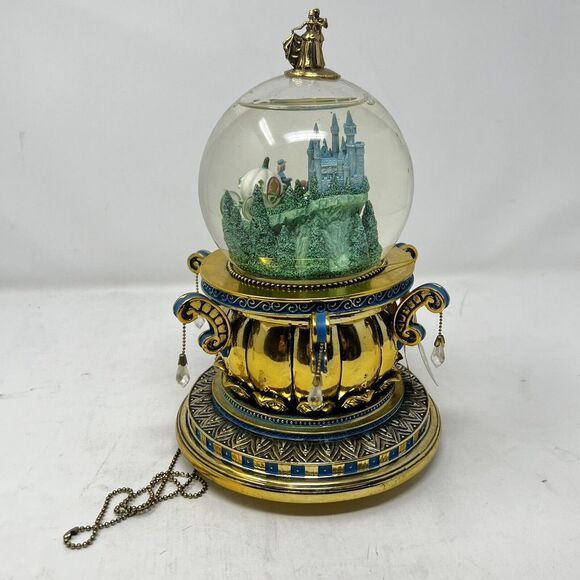Disney Cinderella Gold 50TH Anniversary Music Snow Globe Heart Shaped Key FLAWS - Picture 5 of 11